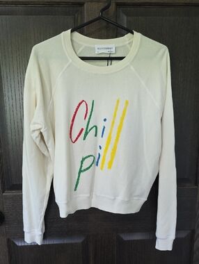 Self Contrast Cream "Chill Pill" Crewneck Sweatshirt